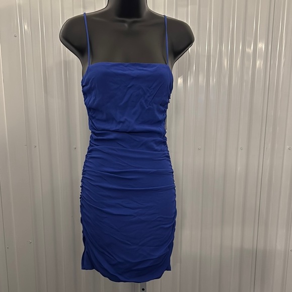 NWT WeWoreWhat Ronnie Dress Royal Blue Bodycon Ruched Form-Fitting Mini Dress XS - Picture 1 of 10